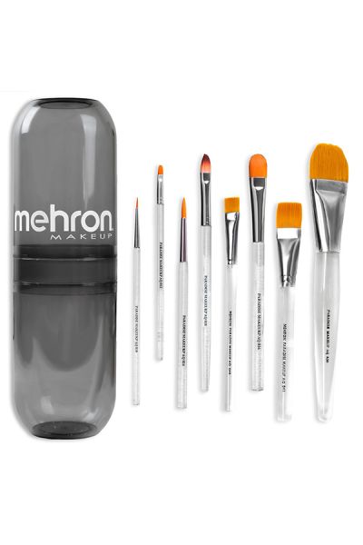 Mehron Brush holder with 8 Paradise Brushes (porte-pinceau avec 8 pinceaux)