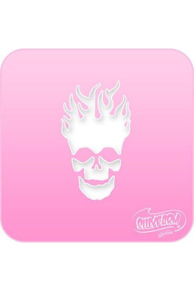 Facepaint Stencil Sillyfarm Flaming Skull (crâne enflammé)