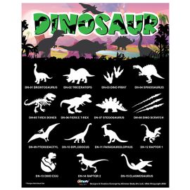 DINOSAUR GLITTER TATTOO STENCIL SET WITH POSTER