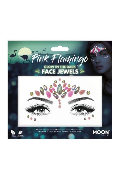 Bijoux de visage phosphorescents Flamant rose