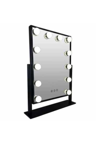 Miroir hollywoodien en métal LED noir