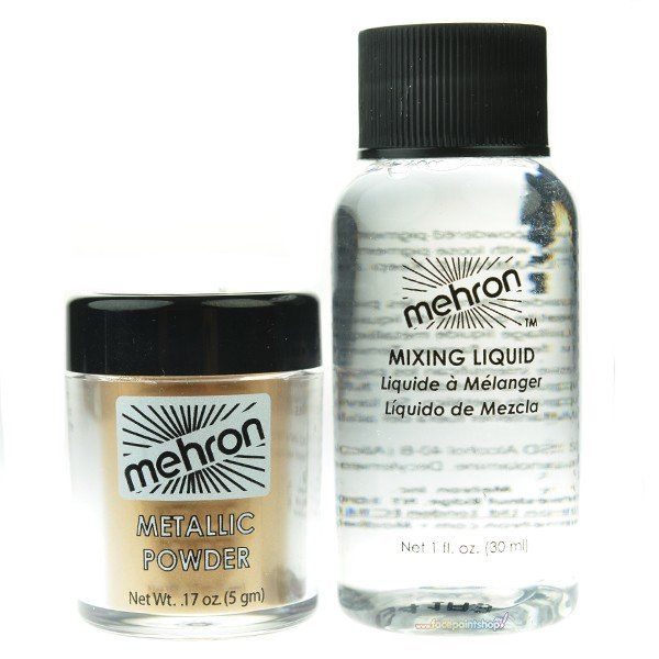 Mehron Metallic Powder Gold avec liquide de mélange