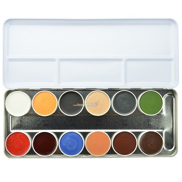 Kryolan Rubber Mask Grease Palette 12 Couleurs ( B Palette)