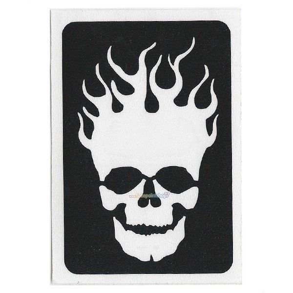 Glittertattoo Sjabloon Skull Flame (5 packs)