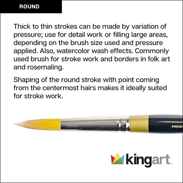 Kingart Original Gold® 9000 Series, Golden Taklon Round, lot de 6