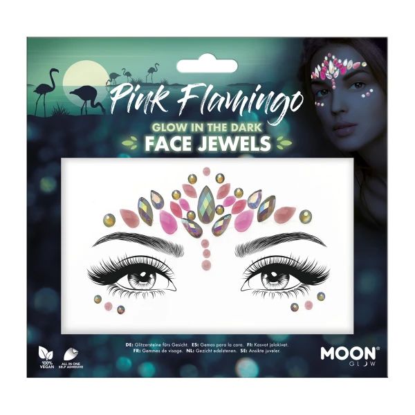 Bijoux de visage phosphorescents Flamant rose