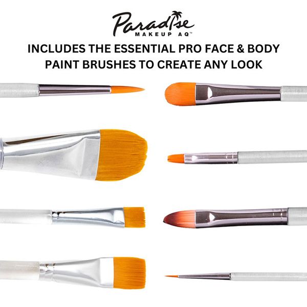 Mehron Brush holder with 8 Paradise Brushes (porte-pinceau avec 8 pinceaux)