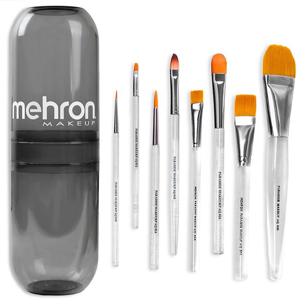 Mehron Brush holder with 8 Paradise Brushes (porte-pinceau avec 8 pinceaux)