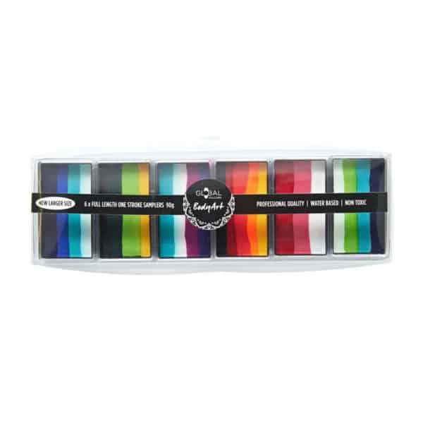  Global Rainbow Burst - 6 One Strokes Palette d'art pour le visage et le corps 