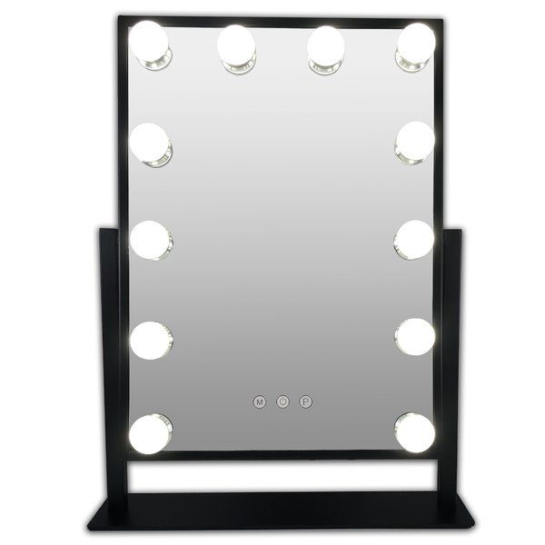 Miroir hollywoodien en métal LED noir